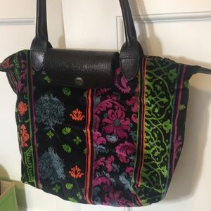 RARE velvet LONGCHAMP floral bag!! Make an offer!